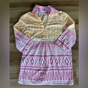 J. McLaughlin Ikat Caftan Dress Women’s Sz S Pullover Lightweight Cotton